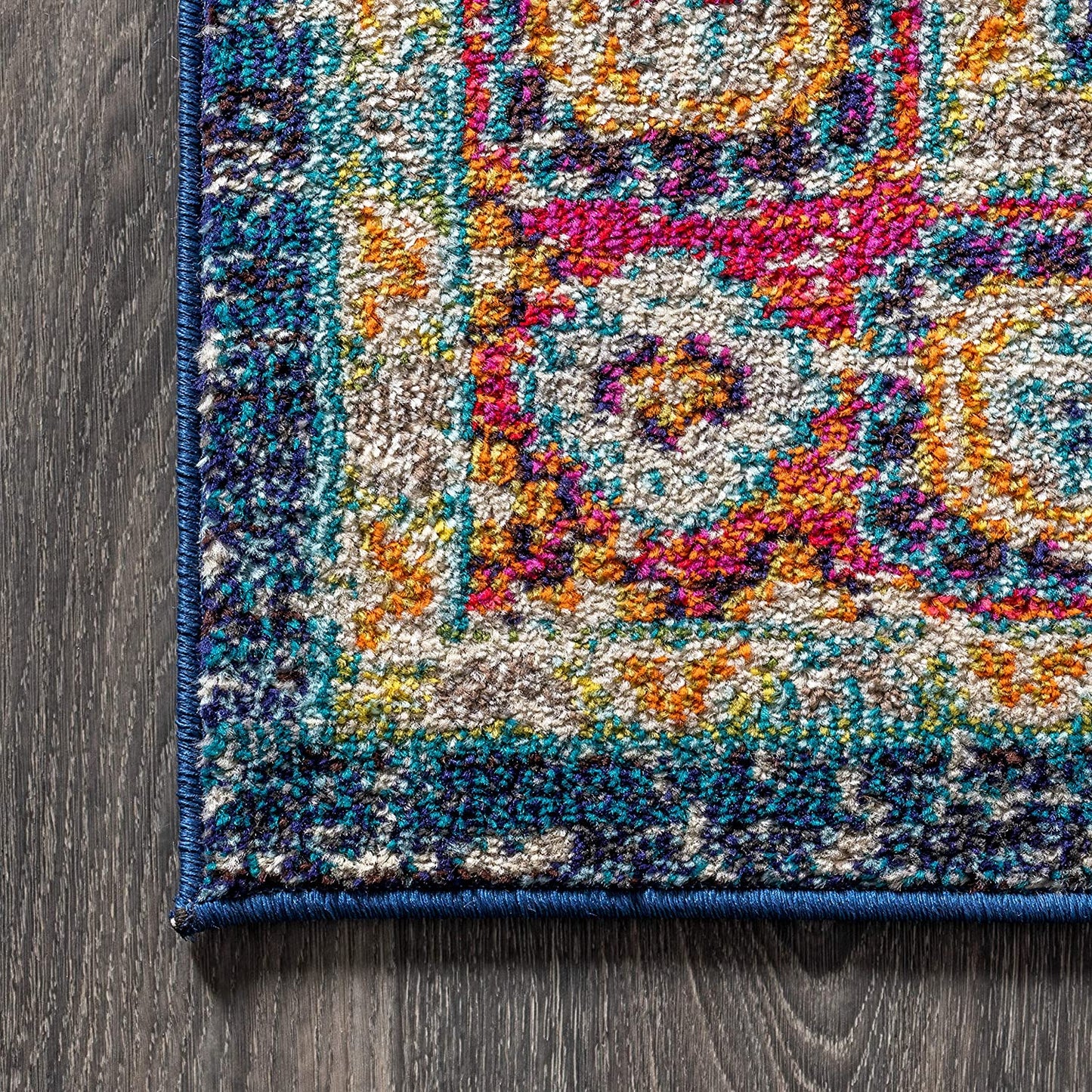 Bohemian Boho Vintage Medallion Navy/Red Rug