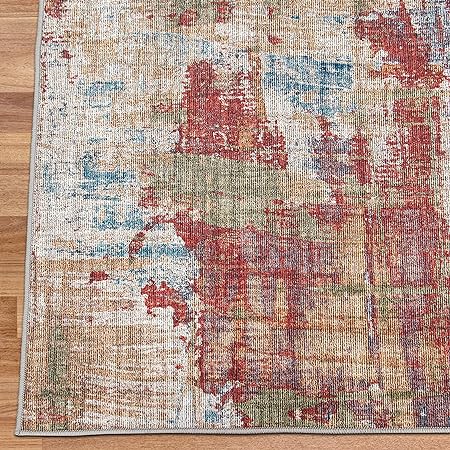Non-Shed - Eco-Friendly, Machine Washable Rug - Stain Resistant, Made from Premium Recycled Fibers - Abstract Contemporary - Blue, 2'6" x 6'