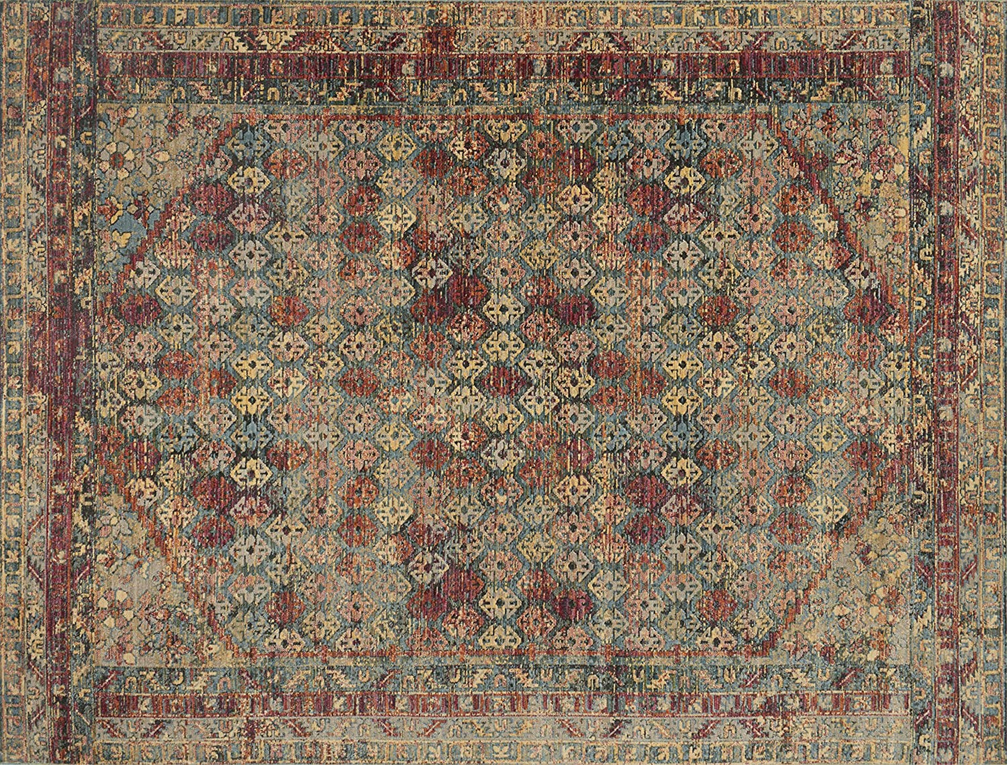 Javari Collection Distressed Modern Soft Area Rug Slate / Berry