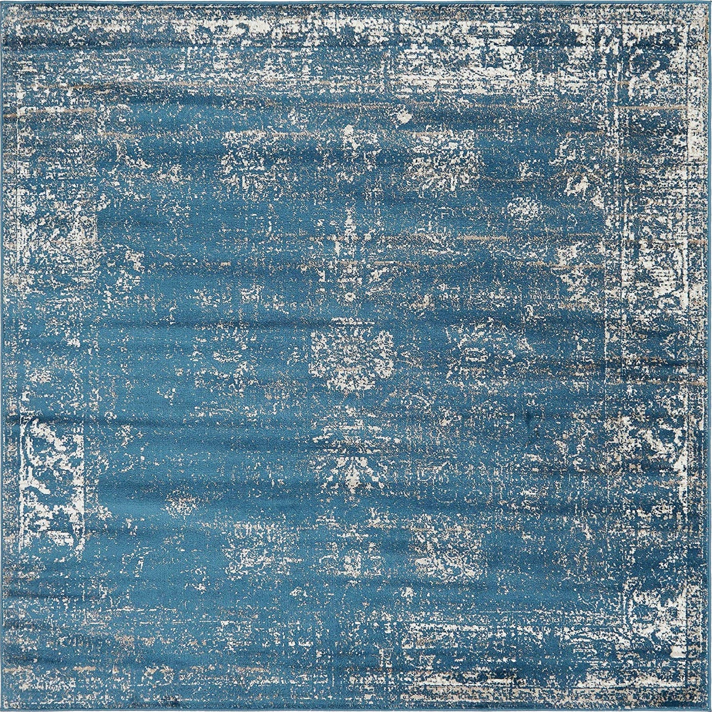 Vintage Distressed Bordered Blue Area Rugs