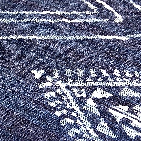 Non-Shed - Eco-Friendly, Machine Washable Rug - Stain Resistant, Made from Premium Recycled Fibers - Abstract Contemporary - Blue, 2'6" x 6'