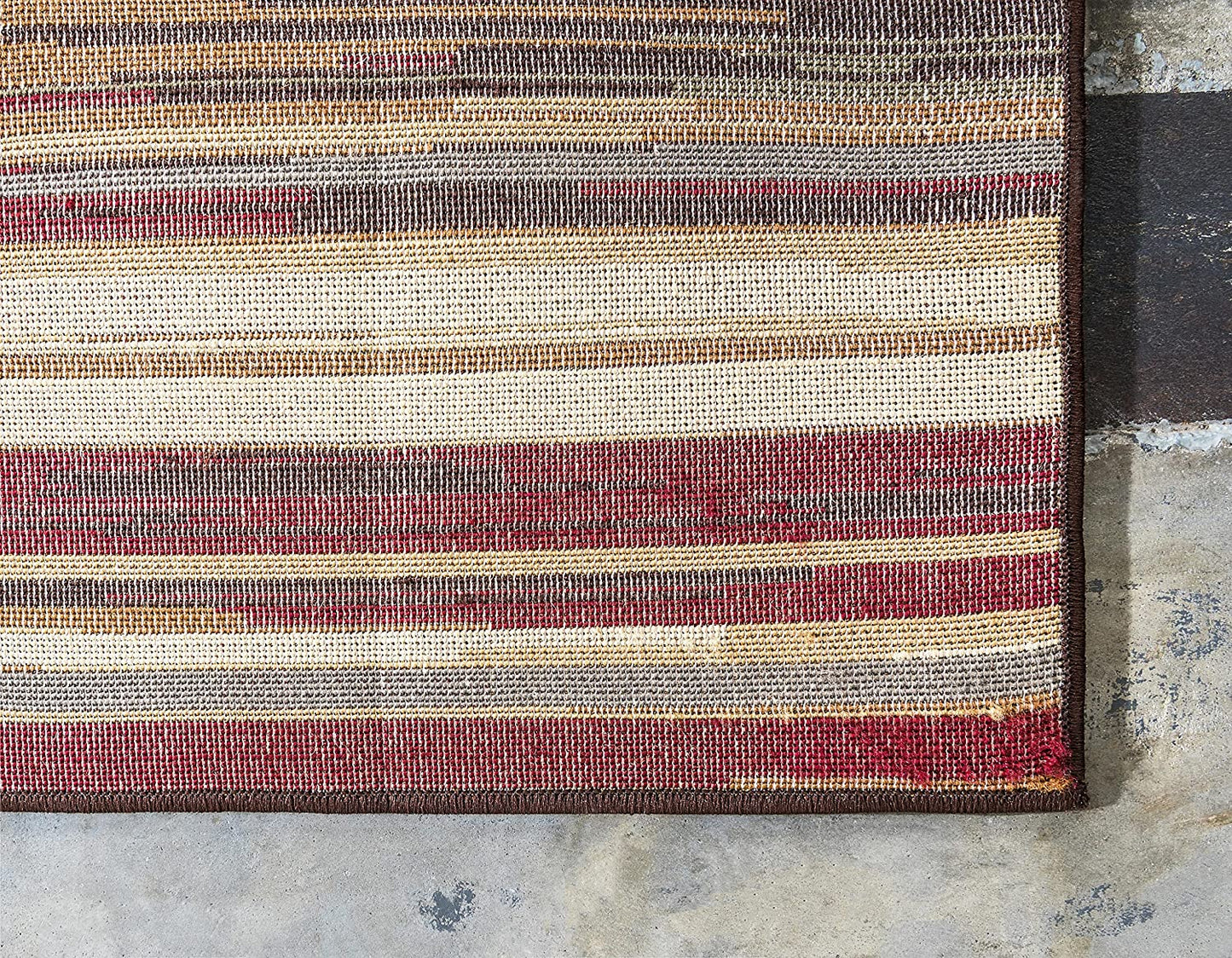 Modern Multi Striped Contemporary Beige Area Rug