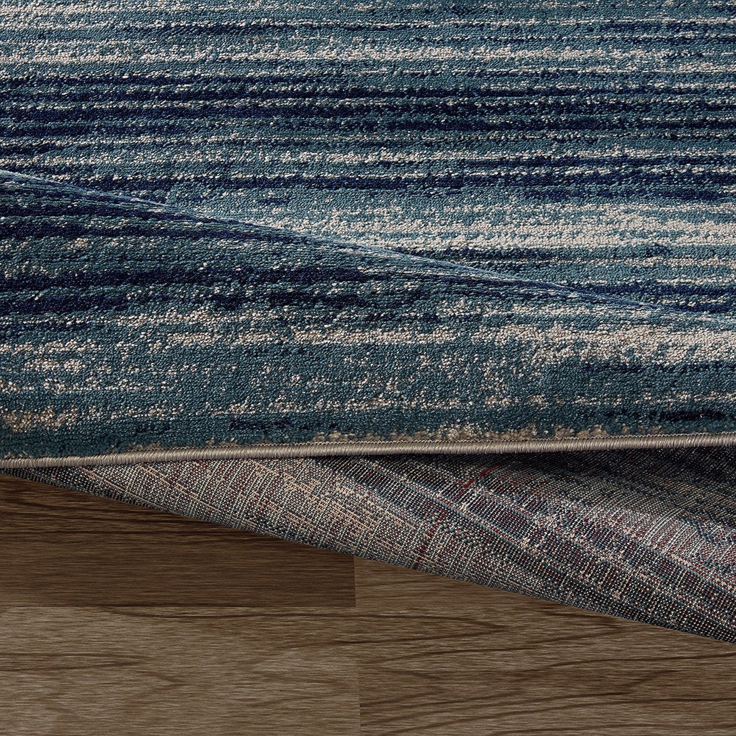 Stripes Design Teal/Navy/Beige Area Rugs