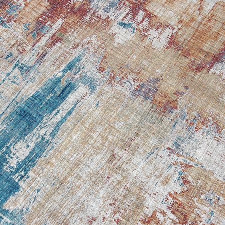 Non-Shed - Eco-Friendly, Machine Washable Rug - Stain Resistant, Made from Premium Recycled Fibers - Abstract Contemporary - Blue, 2'6" x 6'