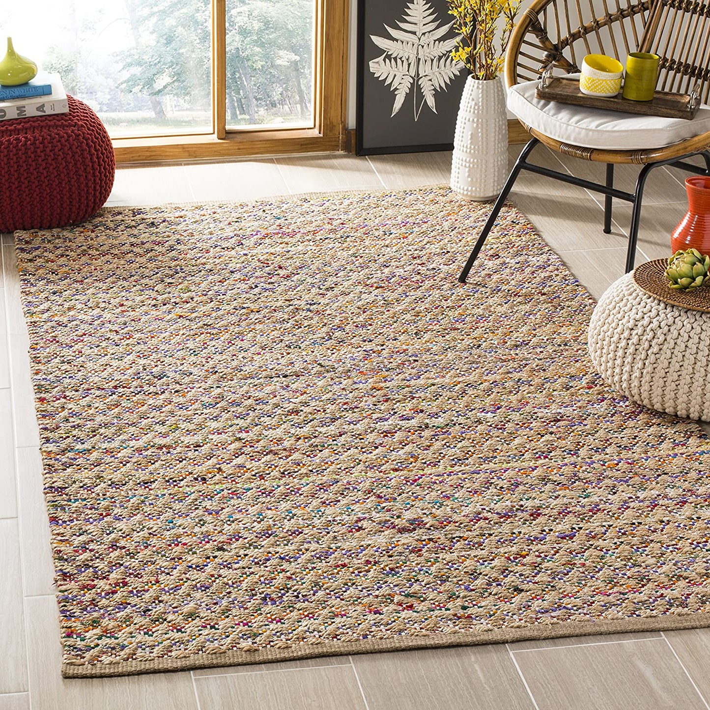 Cape Cod Collection Handmade Coastal Braided Jute Runner Red / Natural