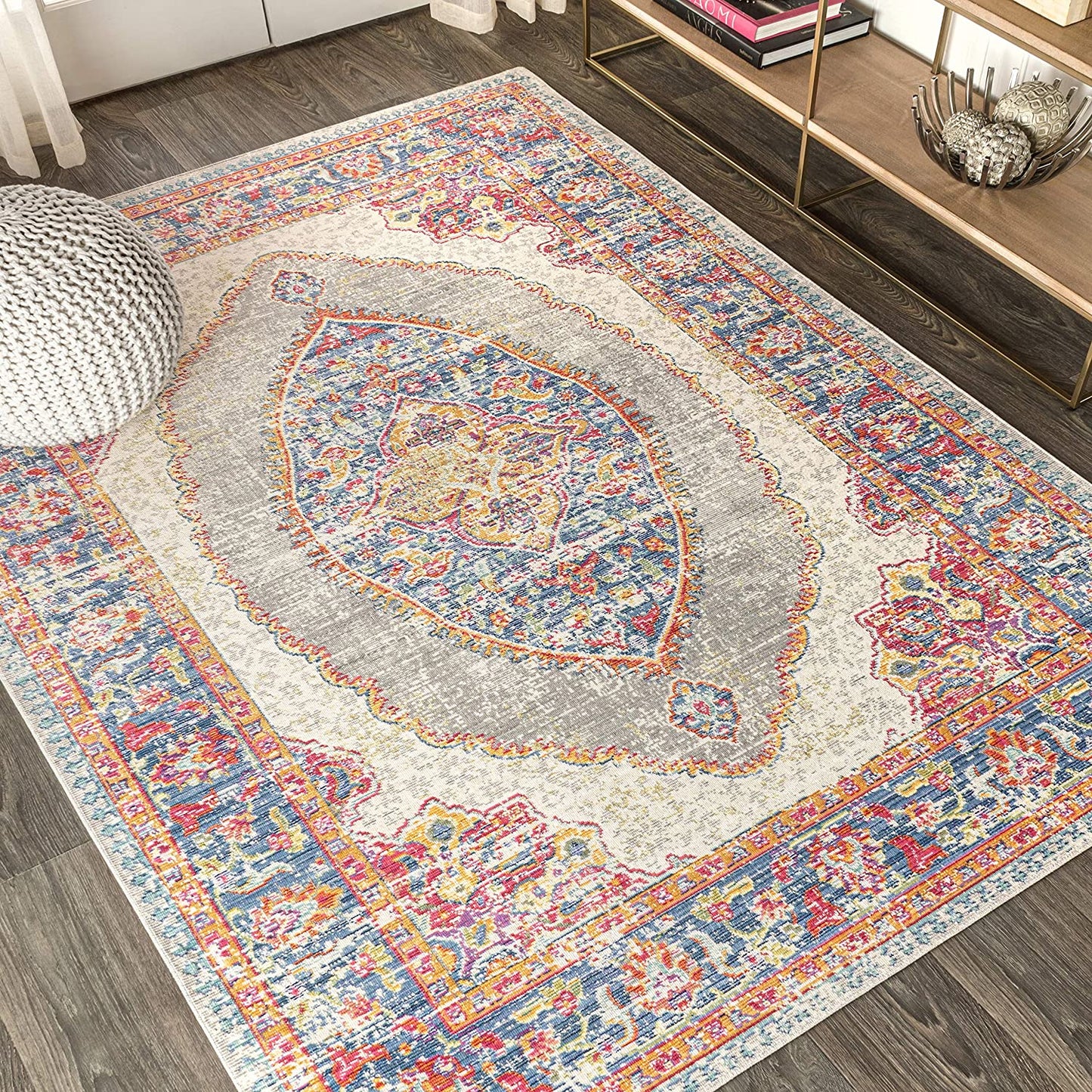 Kilia Medallion Fuschia/Mustard/Indigo Soft Area Rug
