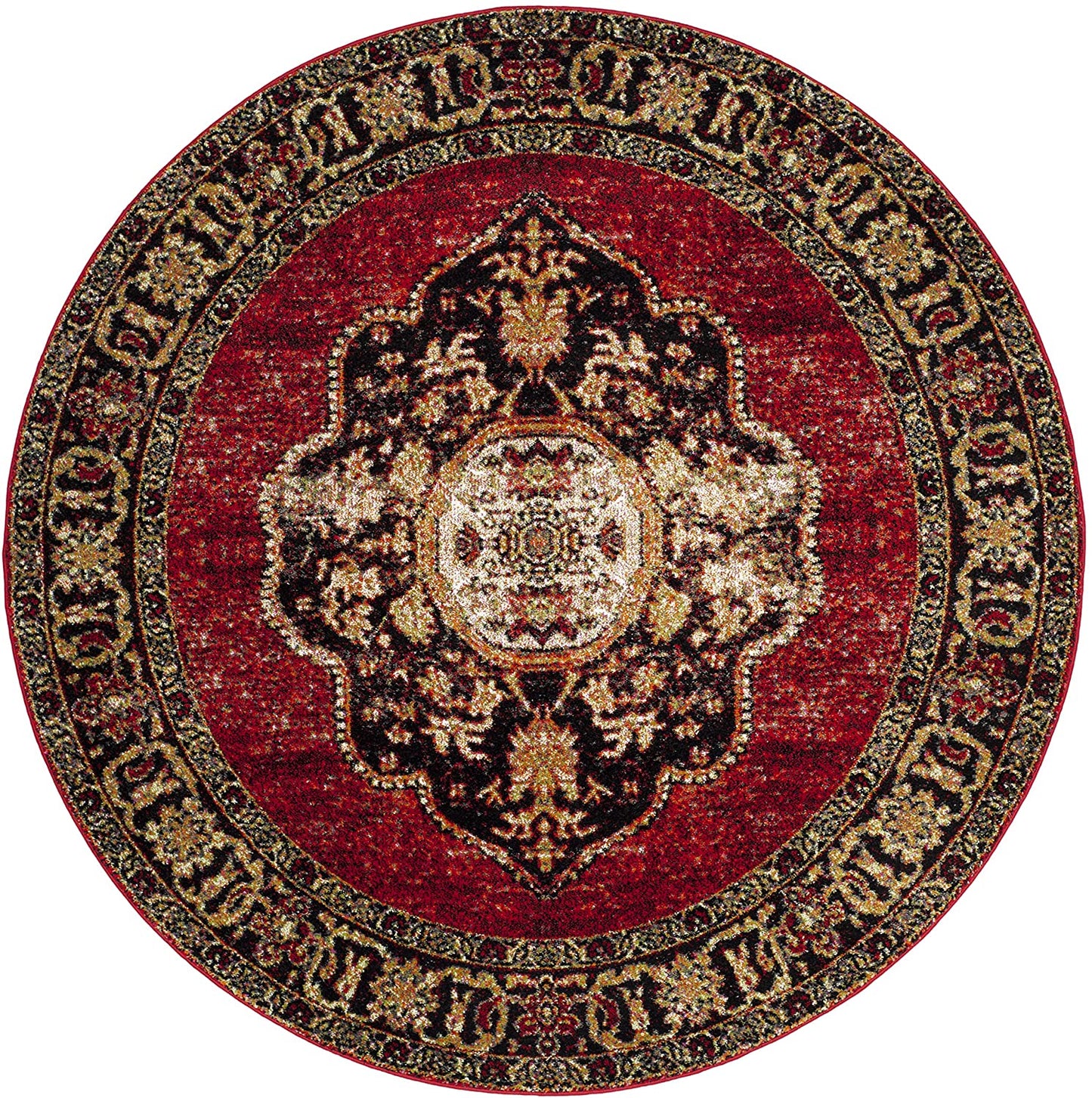 Oriental Antiqued Red and Multi Area Rug
