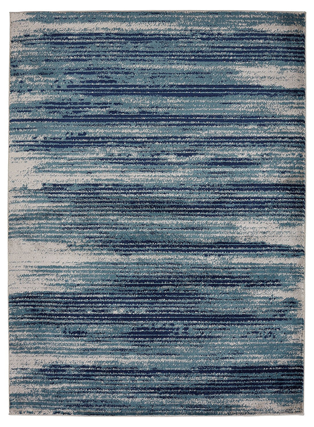 Stripes Design Teal/Navy/Beige Area Rugs