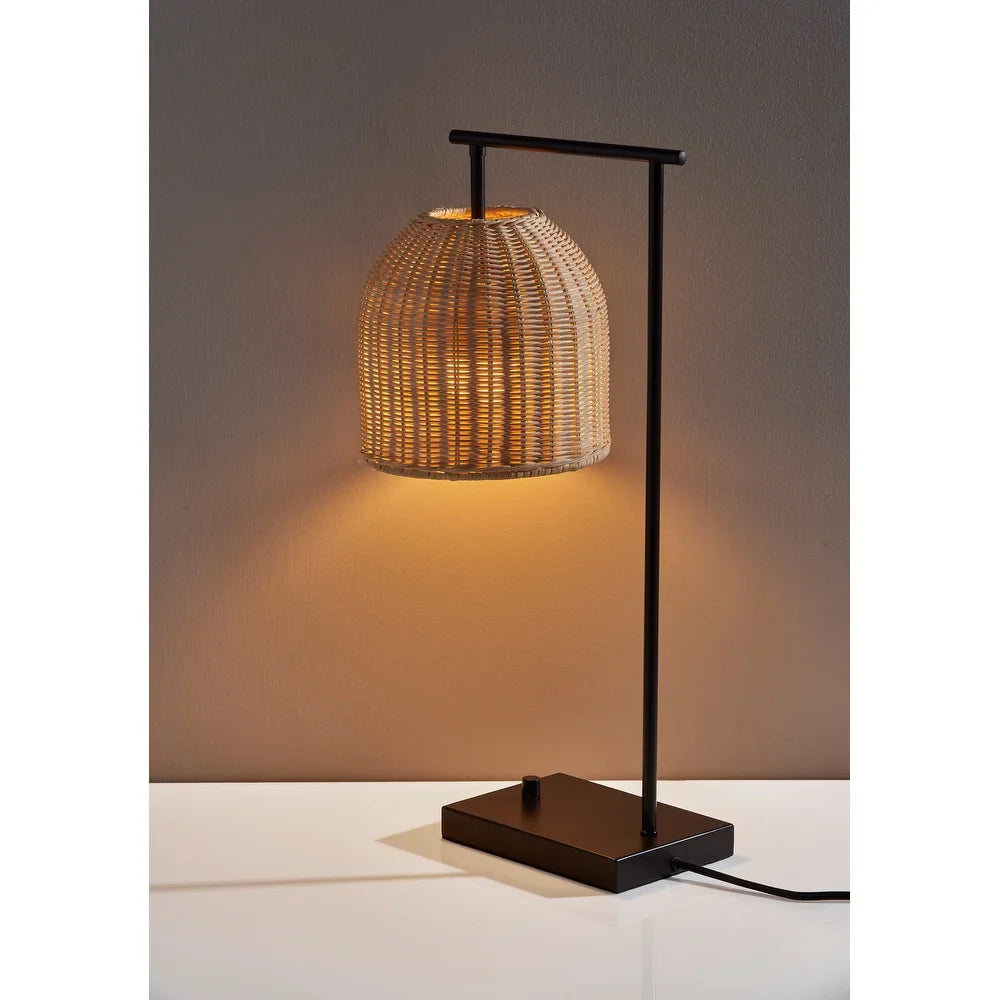 Bahama Antiqued Bronze and Rattan Table Lamp