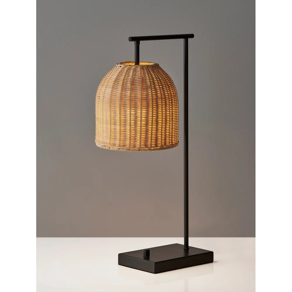 Bahama Antiqued Bronze and Rattan Table Lamp