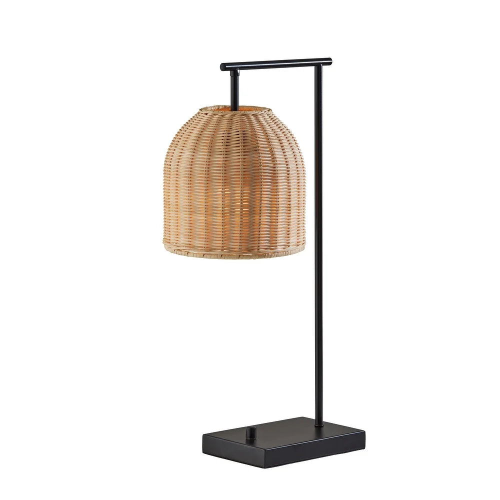 Bahama Antiqued Bronze and Rattan Table Lamp