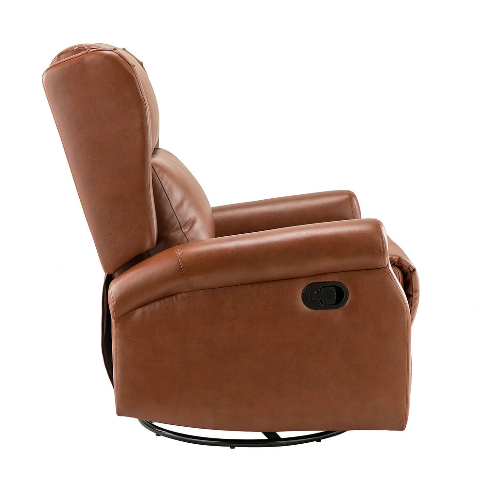 Baksoho Contemporary Leather Swivel Nursery Chair with Metal Base