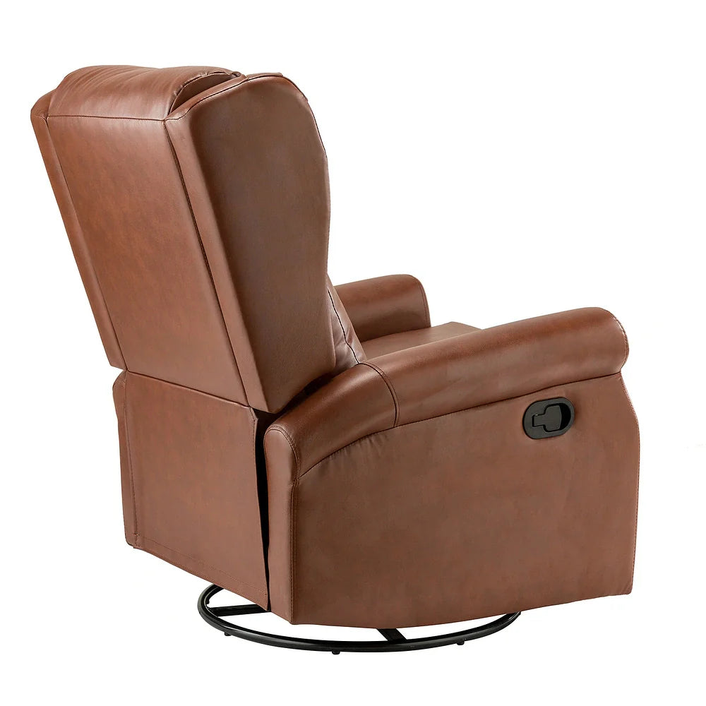 Baksoho Contemporary Leather Swivel Nursery Chair with Metal Base