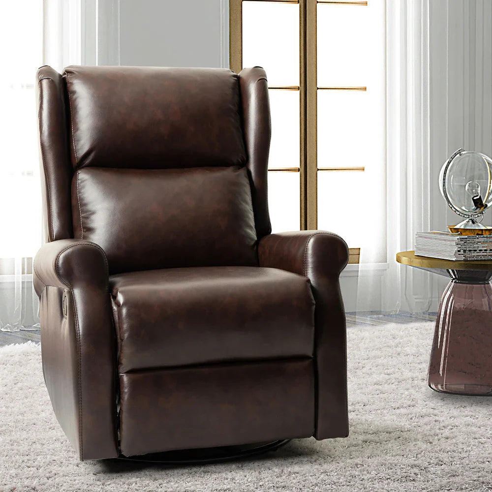 Baksoho Contemporary Leather Swivel Nursery Chair with Metal Base