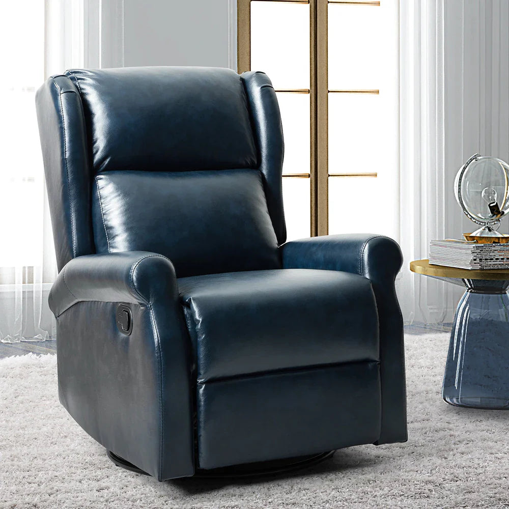 Baksoho Contemporary Leather Swivel Nursery Chair with Metal Base