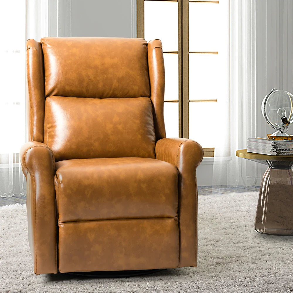 Baksoho Contemporary Leather Swivel Nursery Chair with Metal Base