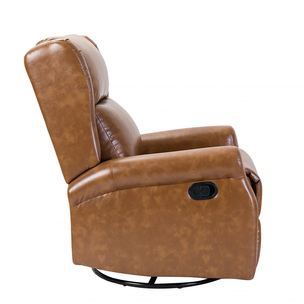 Baksoho Contemporary Leather Swivel Nursery Chair with Metal Base