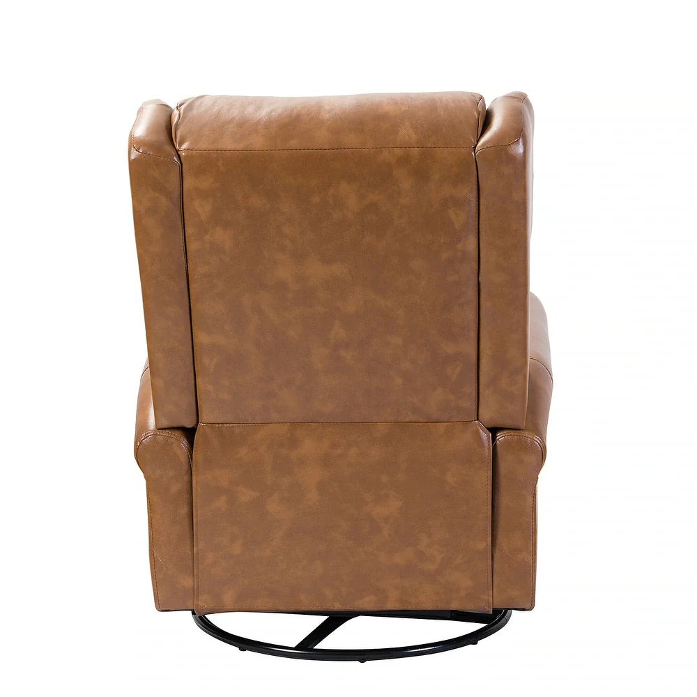 Baksoho Contemporary Leather Swivel Nursery Chair with Metal Base