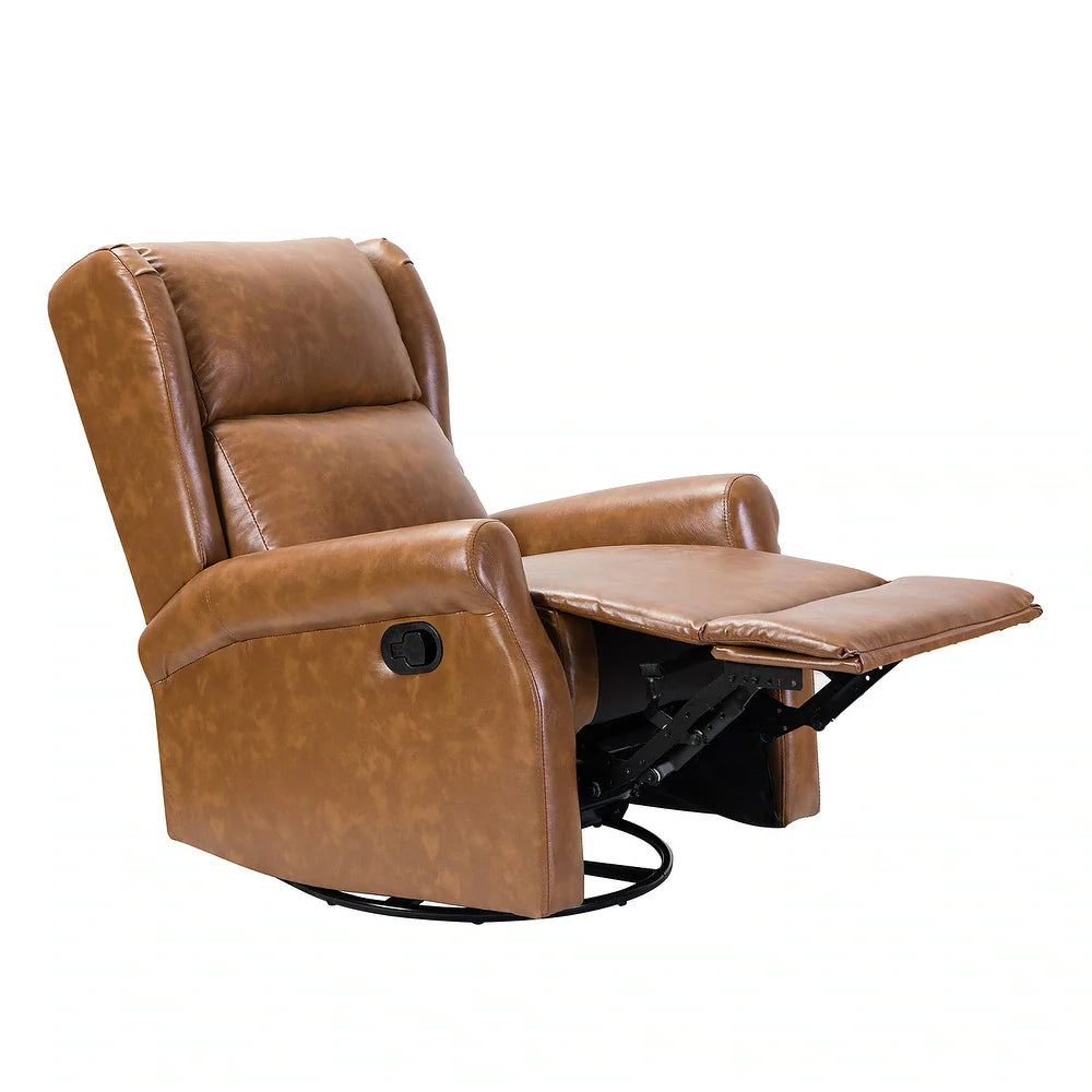 Baksoho Contemporary Leather Swivel Nursery Chair with Metal Base