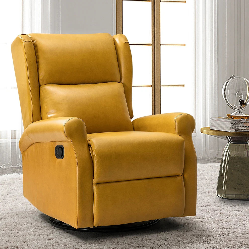 Baksoho Contemporary Leather Swivel Nursery Chair with Metal Base