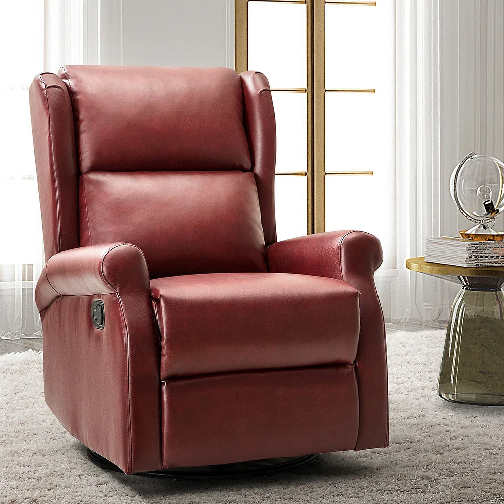 Baksoho Contemporary Leather Swivel Nursery Chair with Metal Base