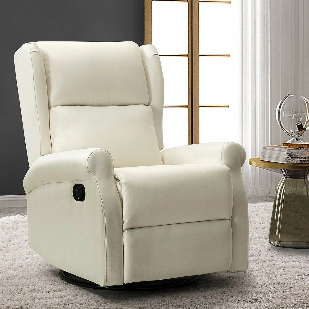 Baksoho Contemporary Leather Swivel Nursery Chair with Metal Base