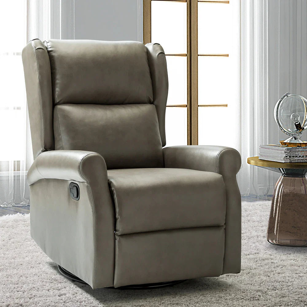 Baksoho Contemporary Leather Swivel Nursery Chair with Metal Base