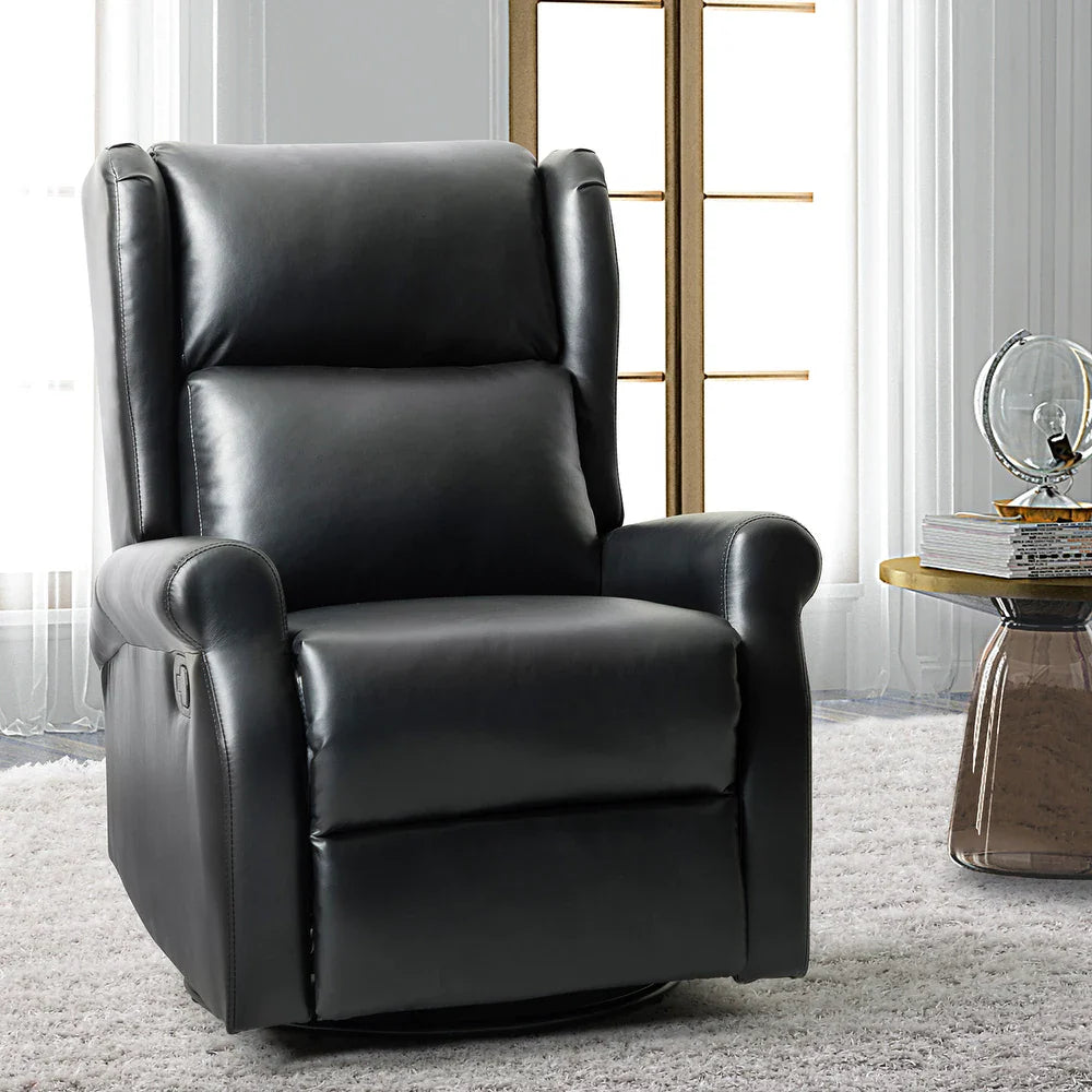 Baksoho Contemporary Leather Swivel Nursery Chair with Metal Base