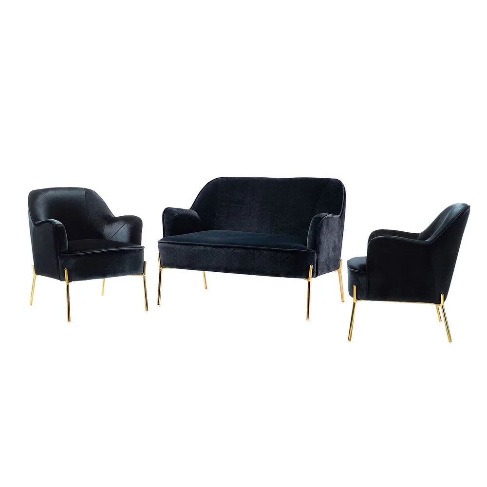 Barbara 3 Piece Living Room Set with Golden Legs