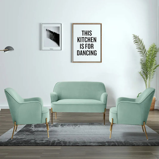 Barbara 3 Piece Living Room Set with Golden Legs