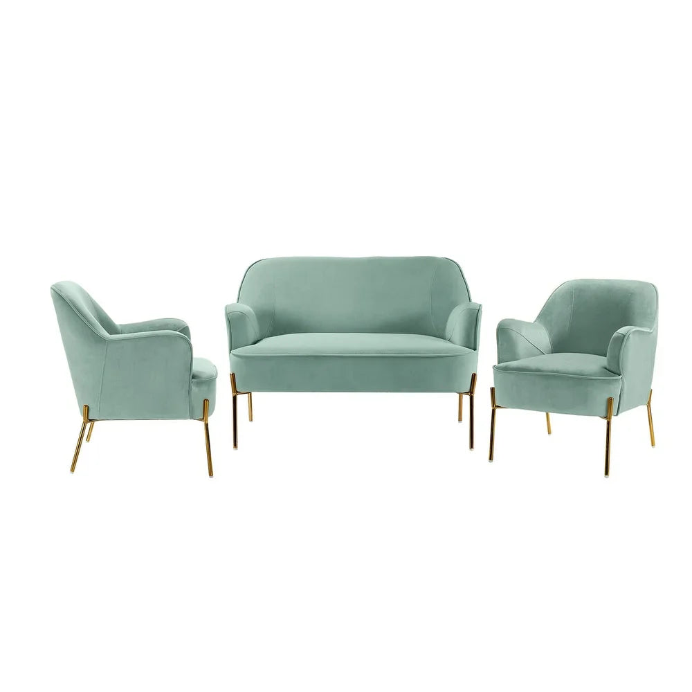 Barbara 3 Piece Living Room Set with Golden Legs