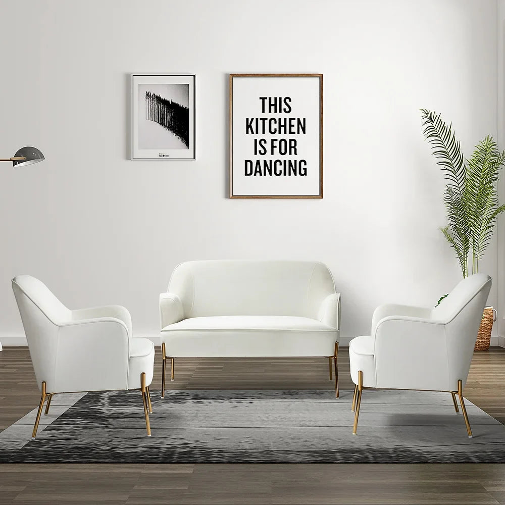 Barbara 3 Piece Living Room Set with Golden Legs