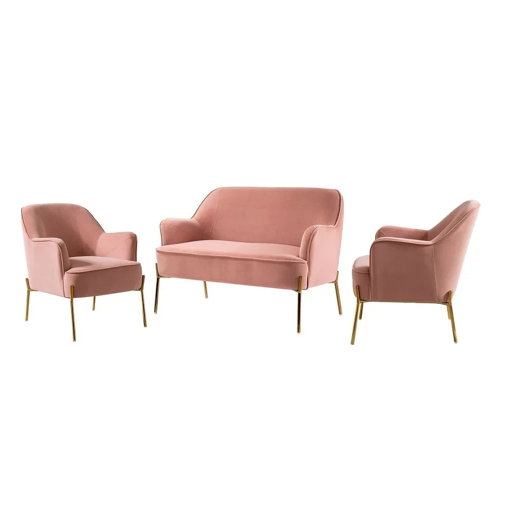 Barbara 3 Piece Living Room Set with Golden Legs