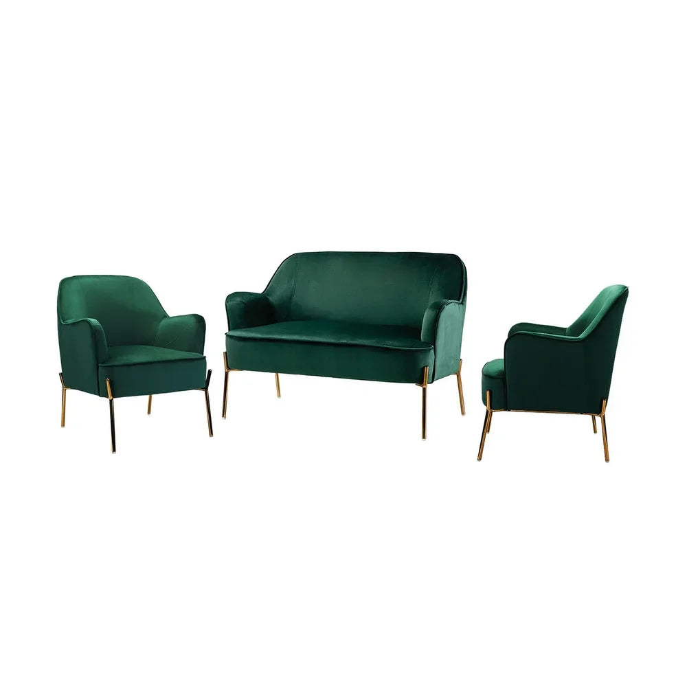 Barbara 3 Piece Living Room Set with Golden Legs