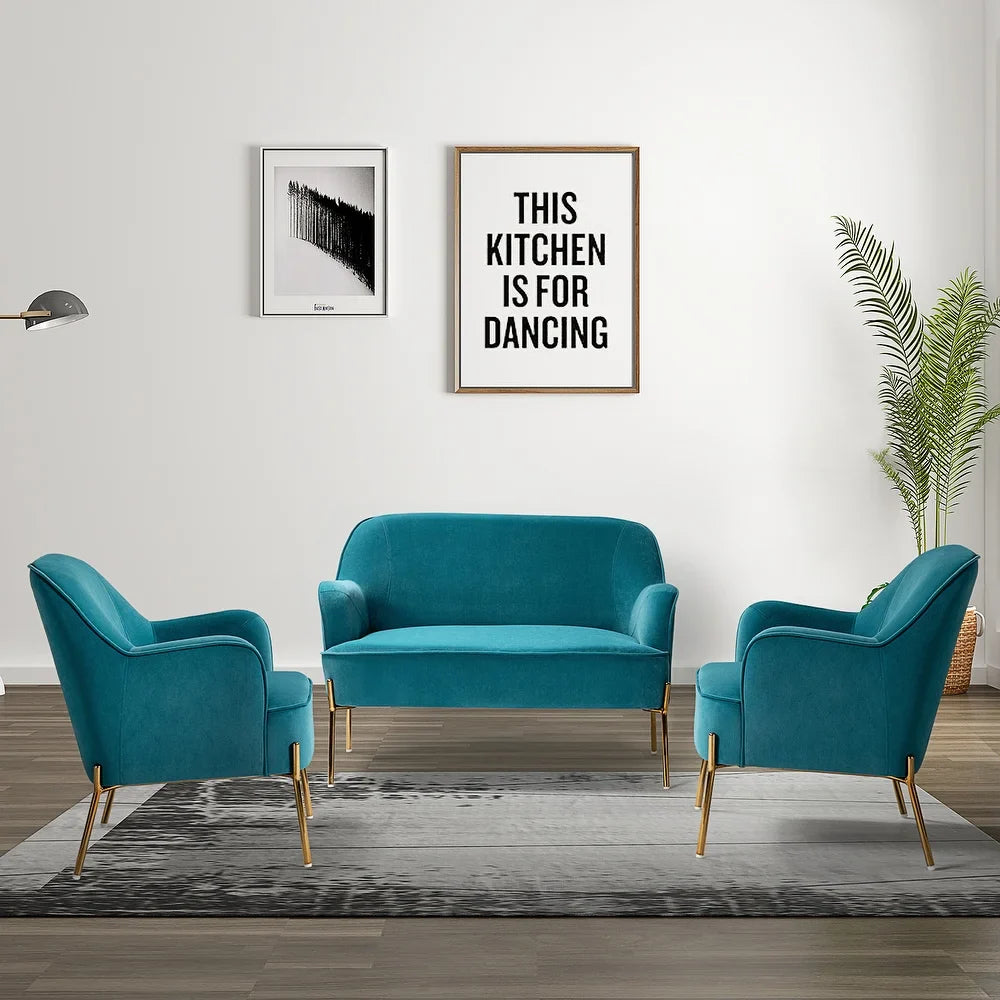 Barbara 3 Piece Living Room Set with Golden Legs