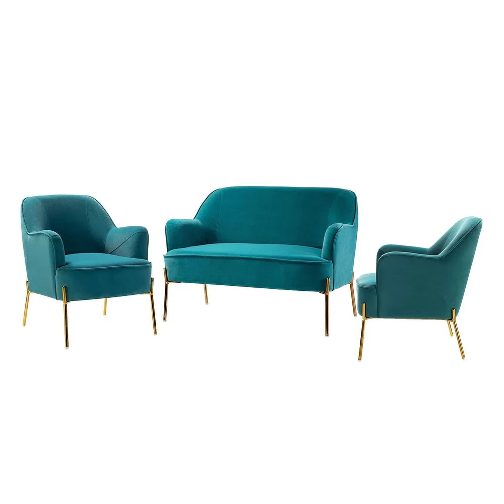 Barbara 3 Piece Living Room Set with Golden Legs