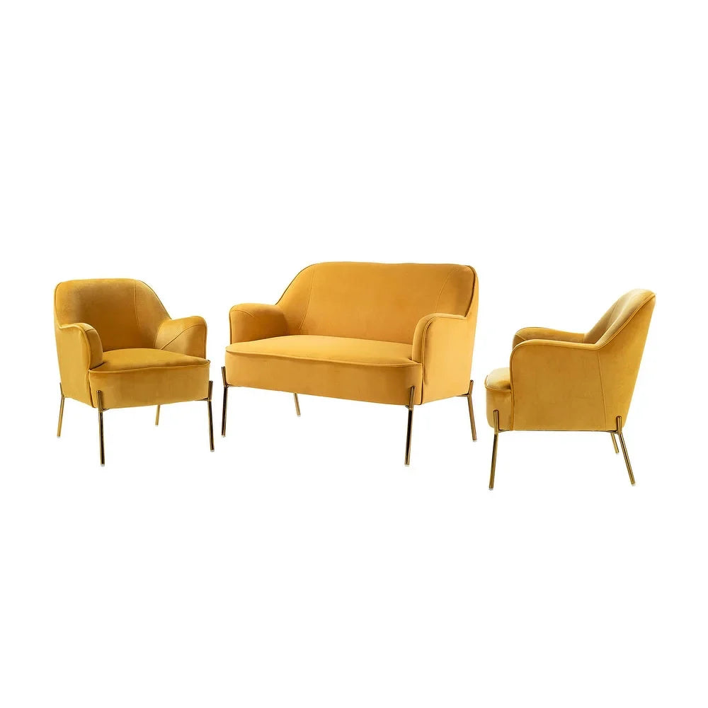 Barbara 3 Piece Living Room Set with Golden Legs