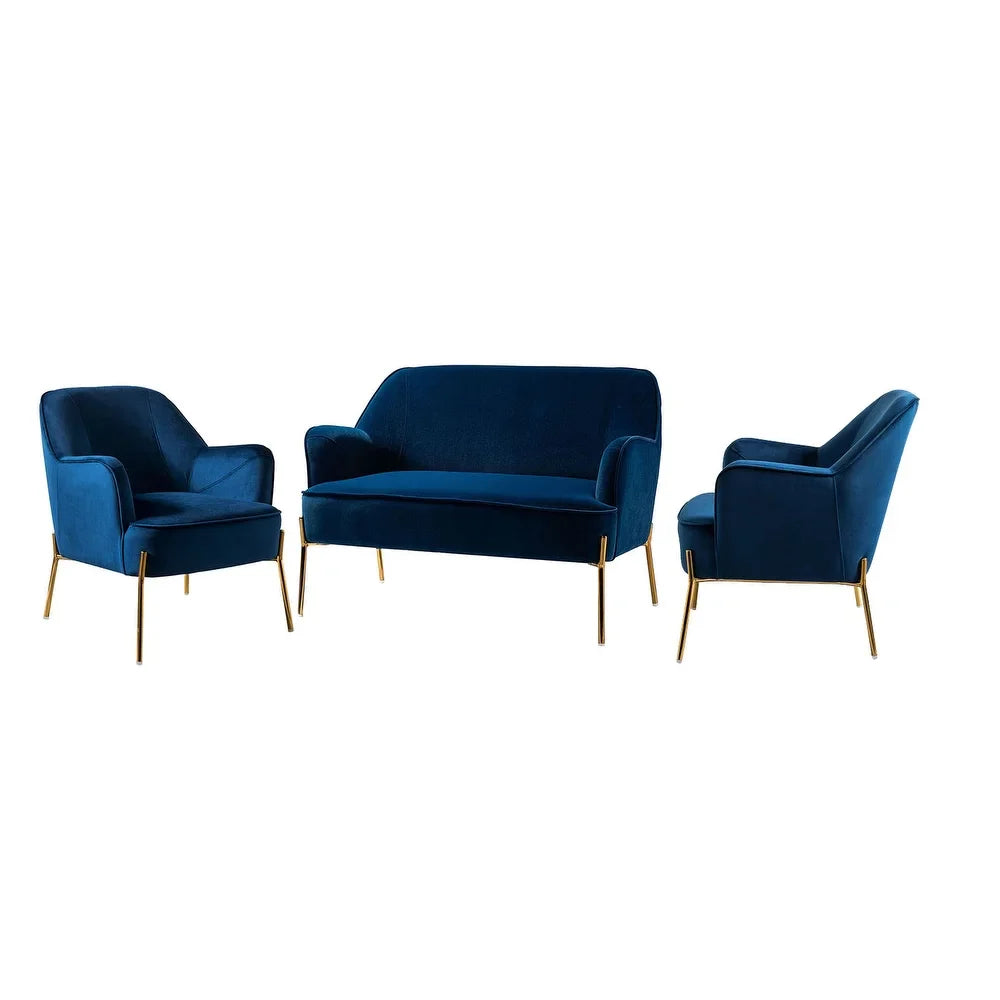 Barbara 3 Piece Living Room Set with Golden Legs