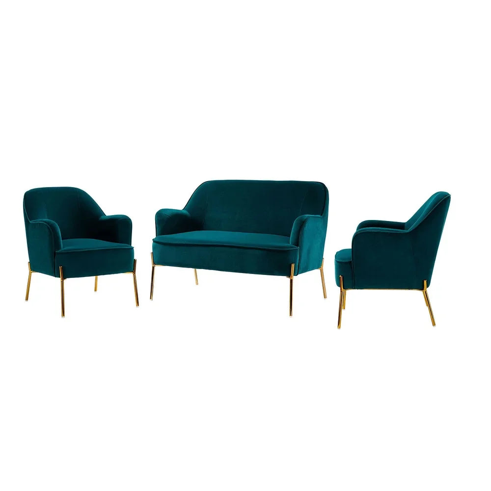 Barbara 3 Piece Living Room Set with Golden Legs
