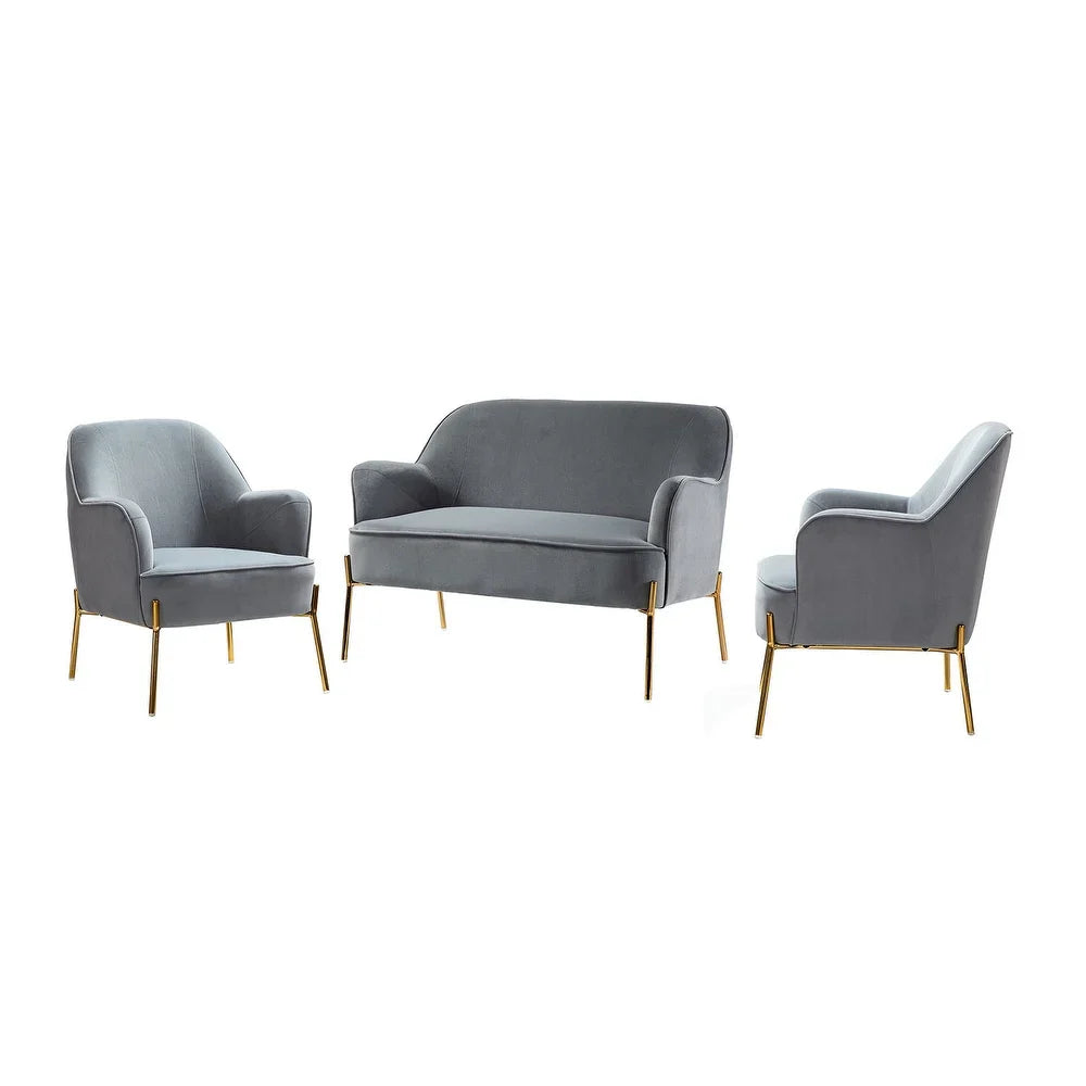 Barbara 3 Piece Living Room Set with Golden Legs