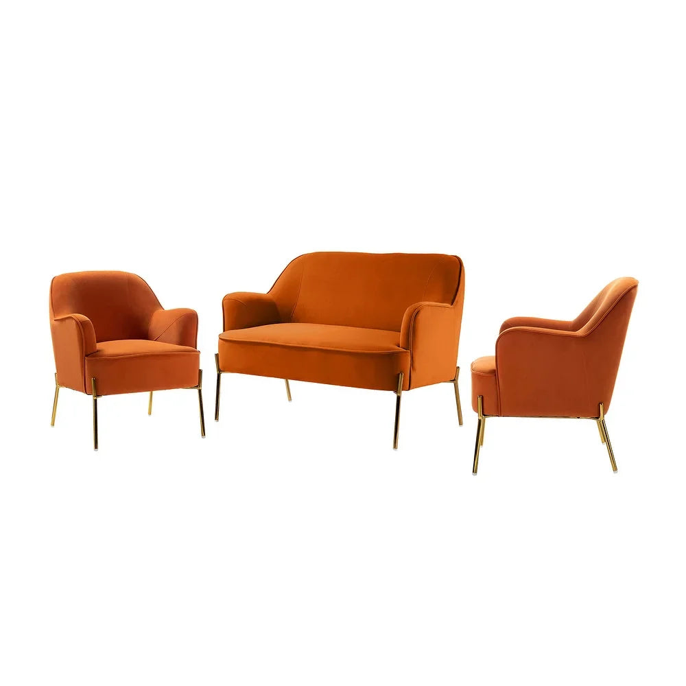 Barbara 3 Piece Living Room Set with Golden Legs