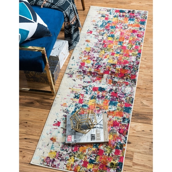 Distressed Ivory Multi-color Soft Area Rug