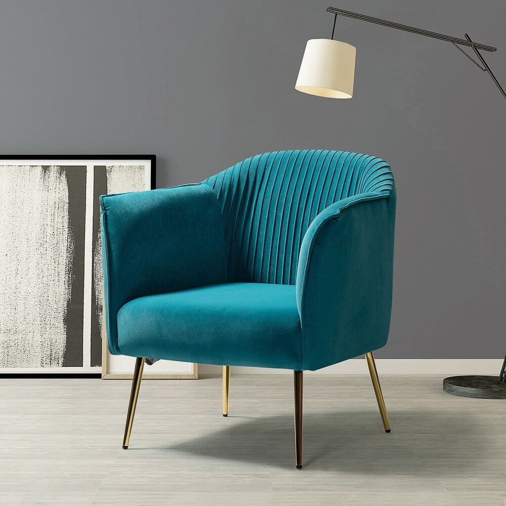 Belicia 27" Wide ContemporaryVelvet Barrel Chair with Metal Legs