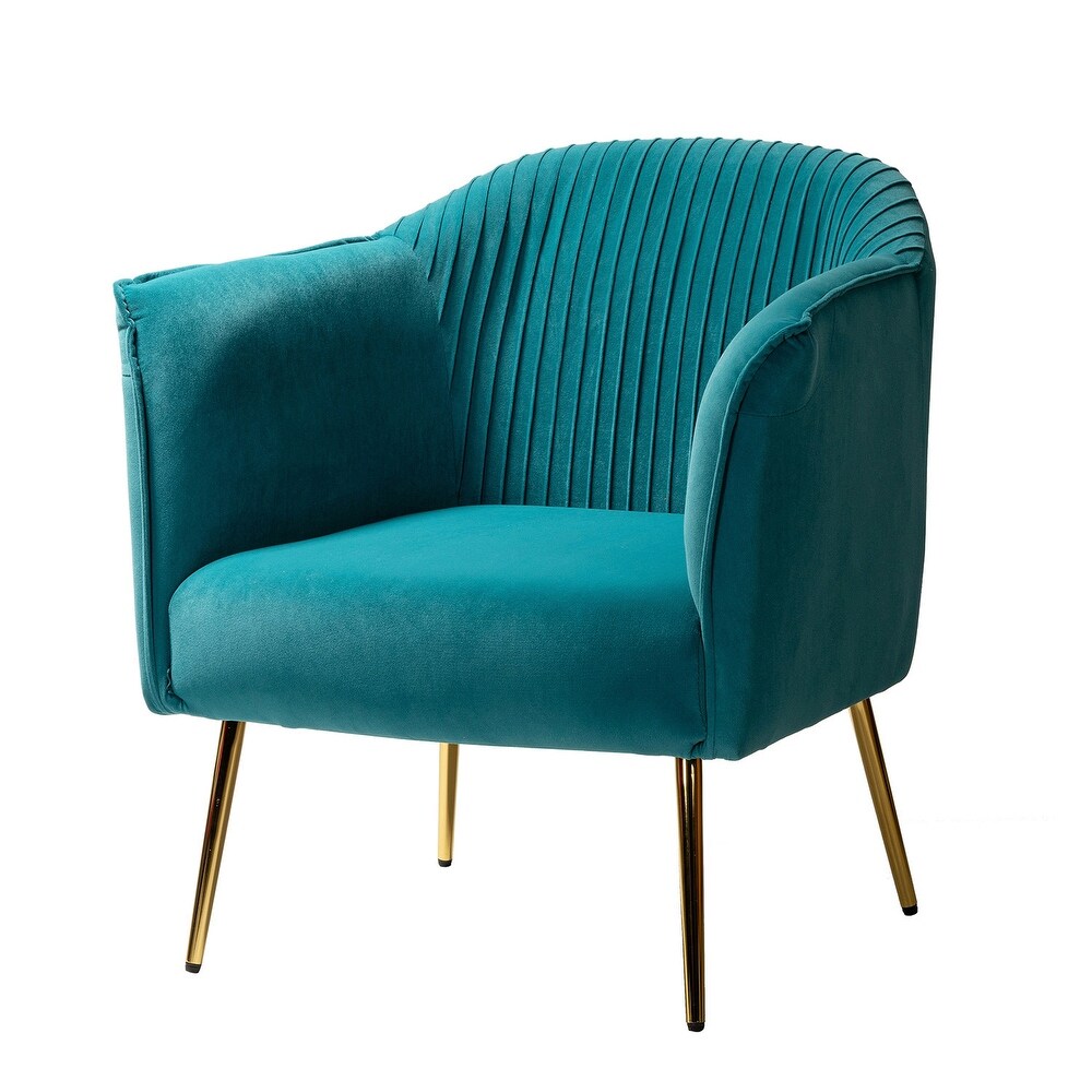 Belicia 27" Wide ContemporaryVelvet Barrel Chair with Metal Legs