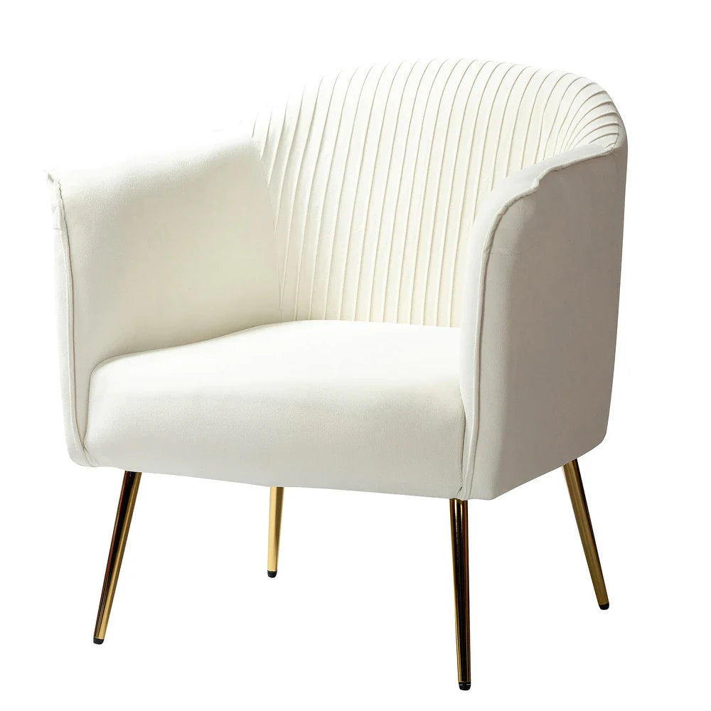 Belicia 27" Wide ContemporaryVelvet Barrel Chair with Metal Legs