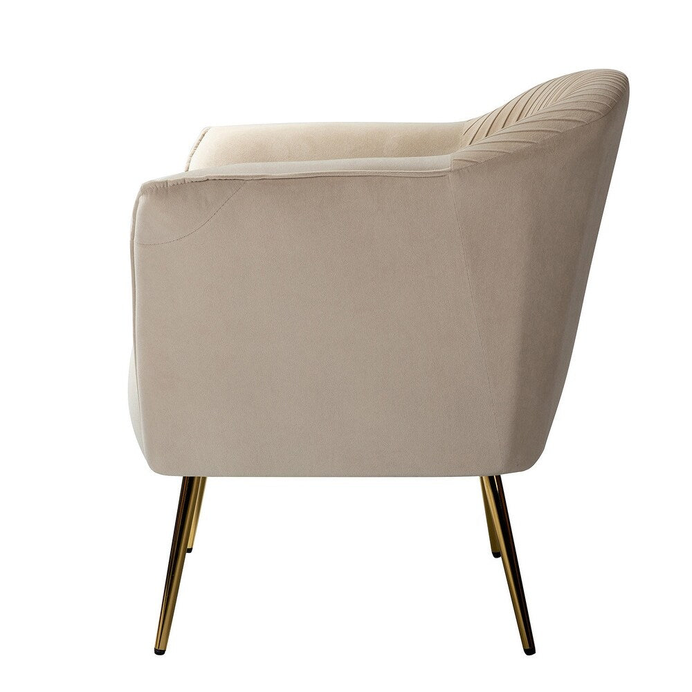 Belicia 27" Wide ContemporaryVelvet Barrel Chair with Metal Legs