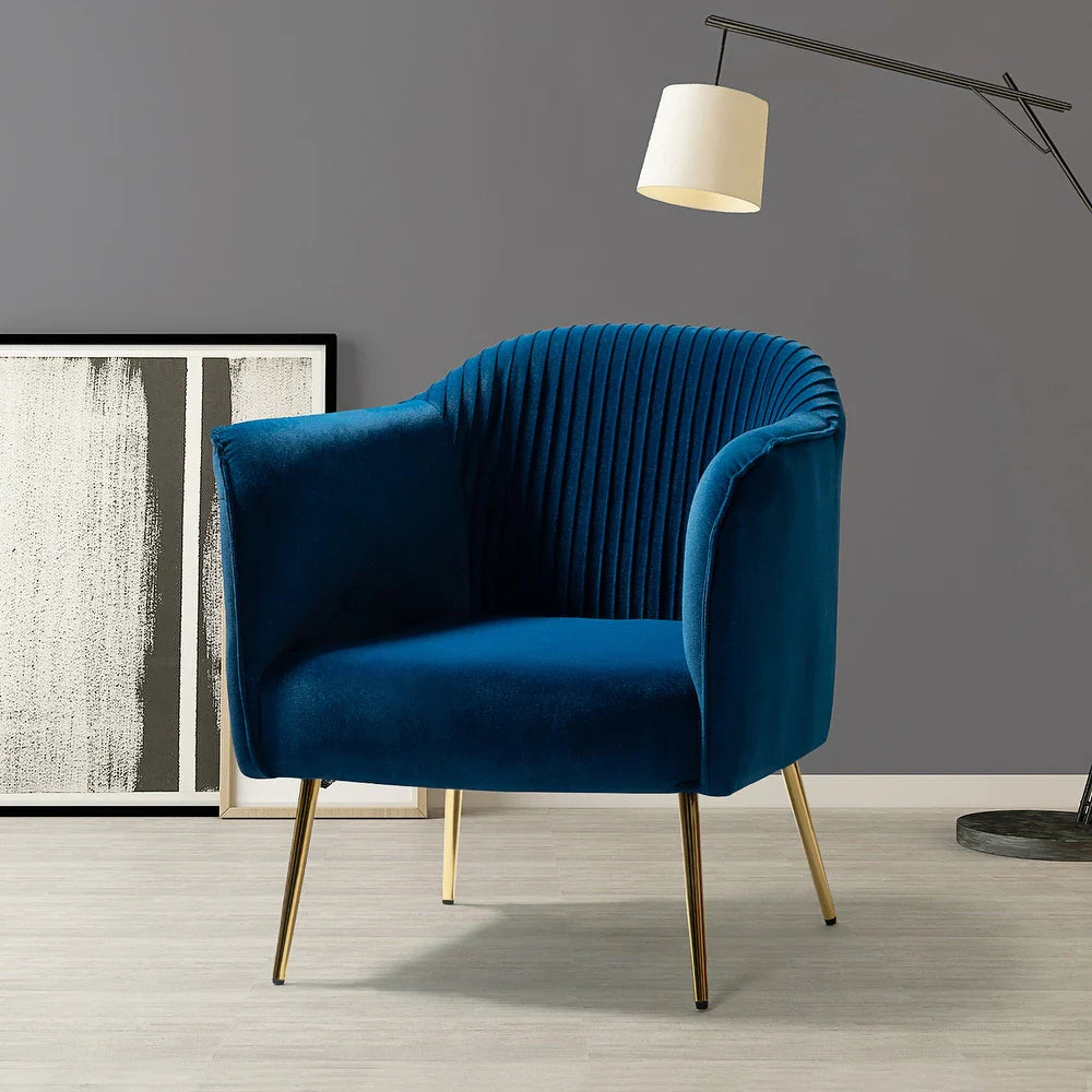 Belicia 27" Wide ContemporaryVelvet Barrel Chair with Metal Legs