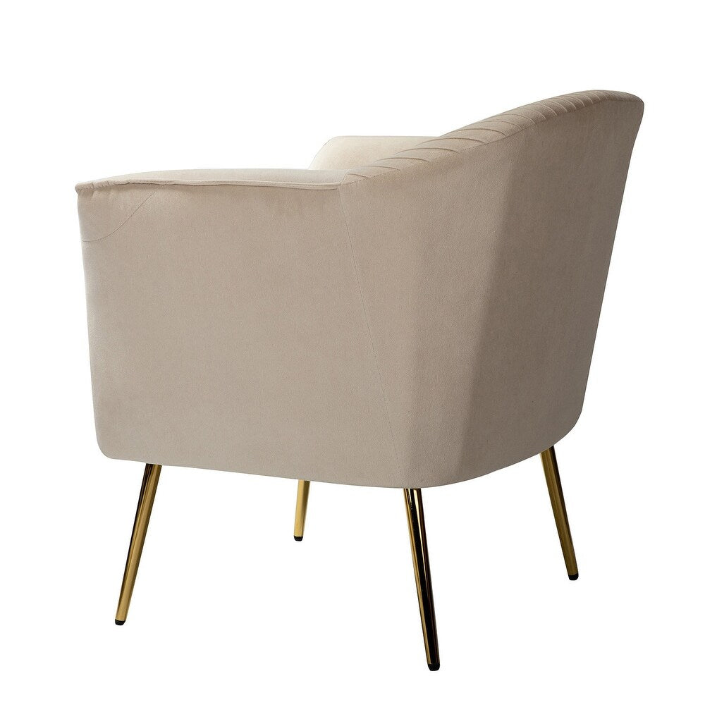 Belicia 27" Wide ContemporaryVelvet Barrel Chair with Metal Legs