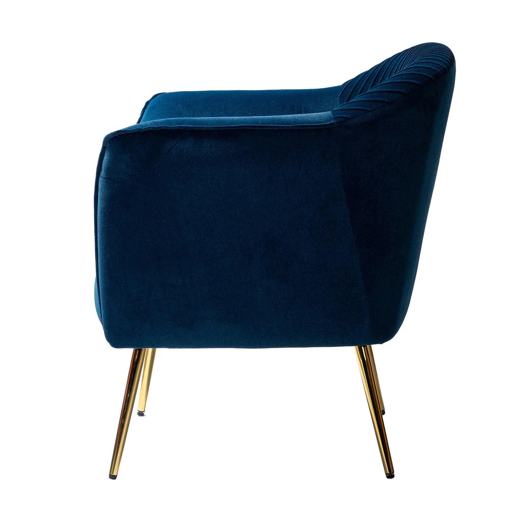 Belicia 27" Wide ContemporaryVelvet Barrel Chair with Metal Legs