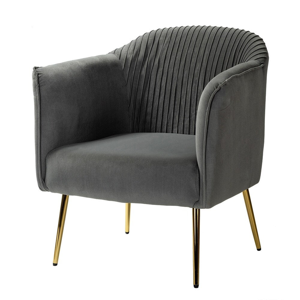 Belicia 27" Wide ContemporaryVelvet Barrel Chair with Metal Legs